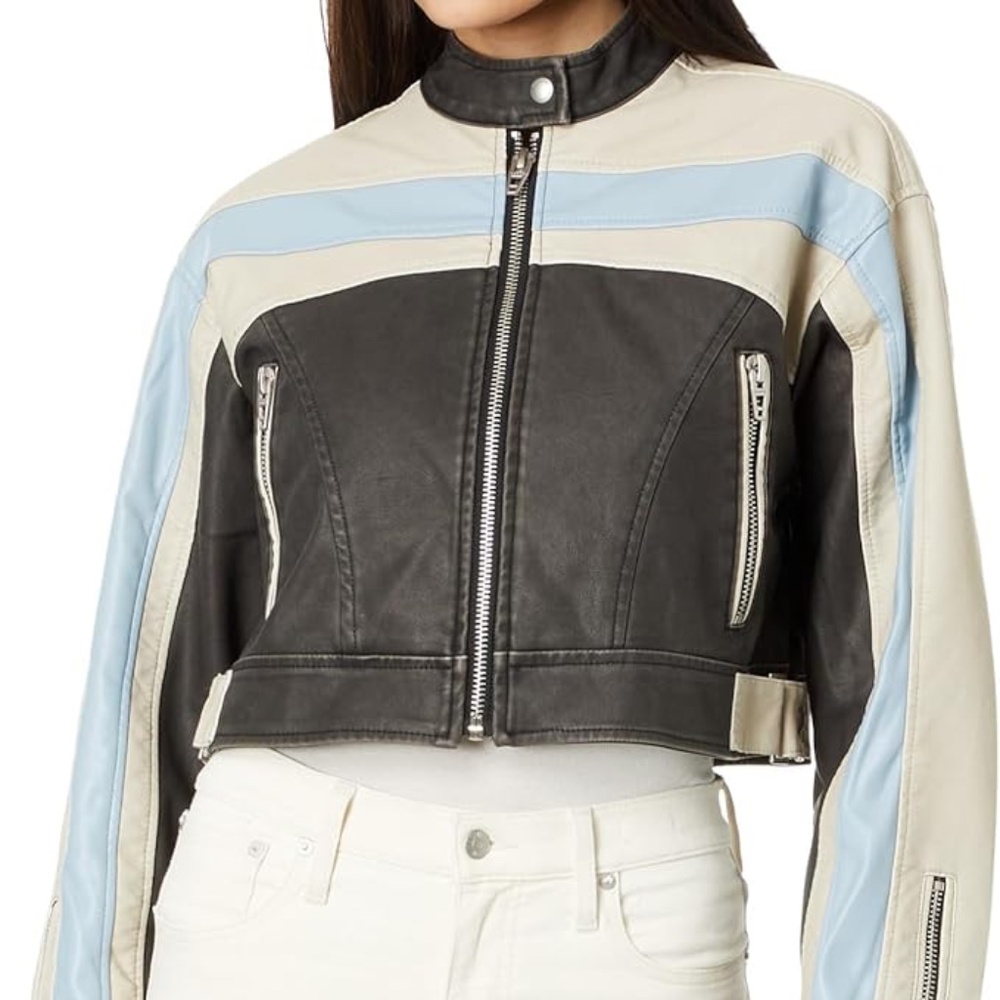 Womens Women's Vegan Leather Racer Moto Jacket